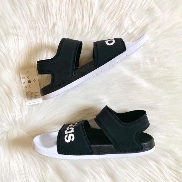 Adidas Adilette Black And White Sandals - Picture 6 of 8